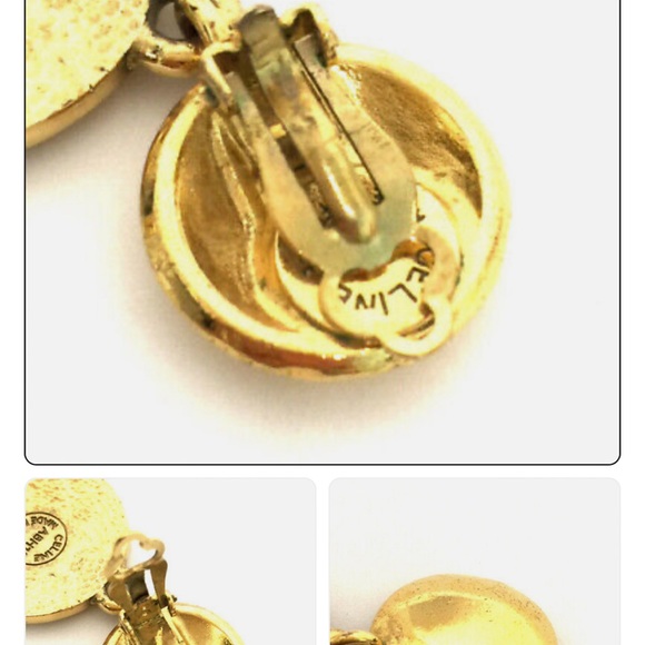 💝 Celine Gold Tone Clip-on Earrings made in France 💝 - Picture 4 of 5